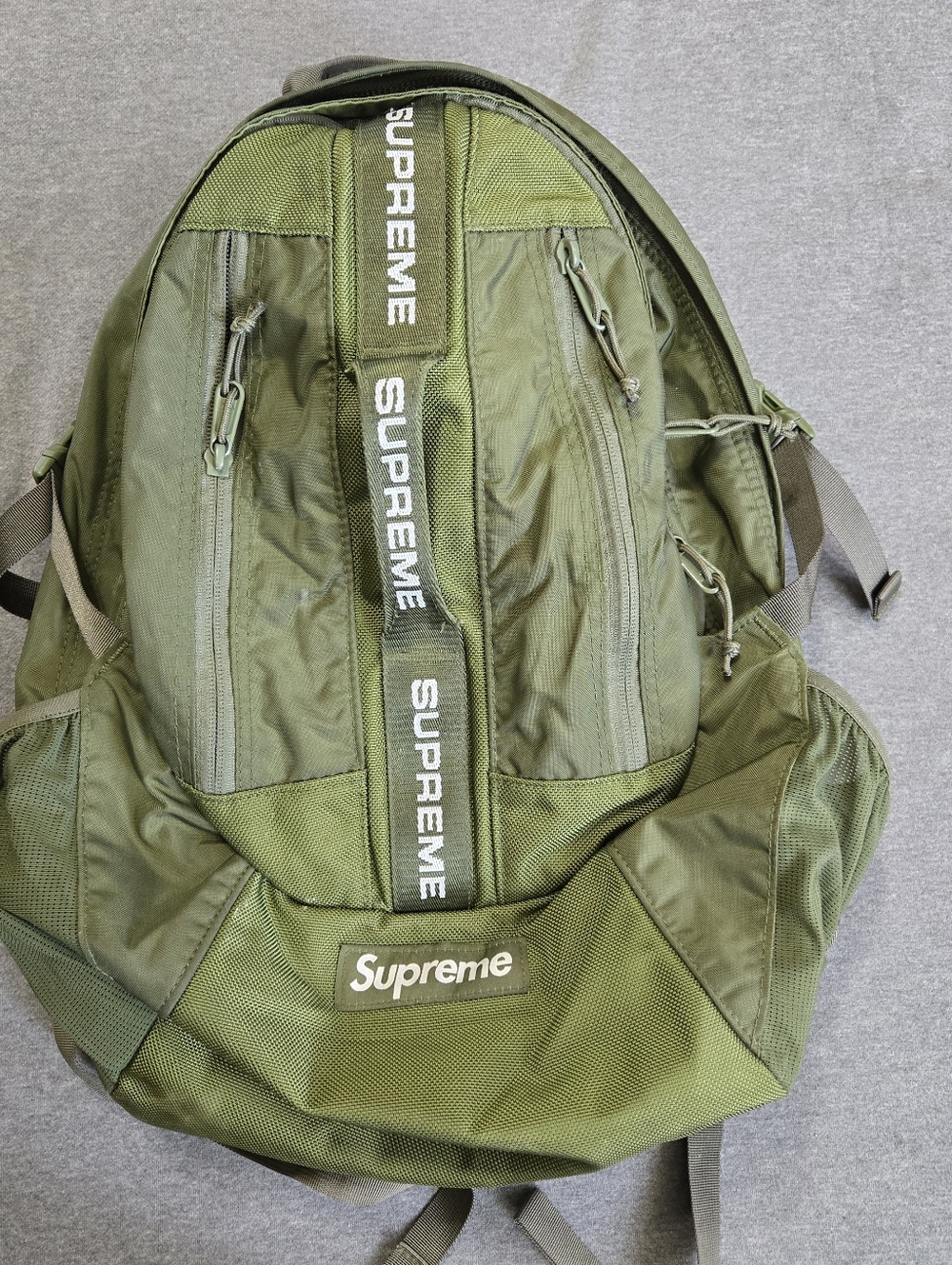 Supreme Logo Strap Backpack Olive Green FW22 Military Utility Cordura